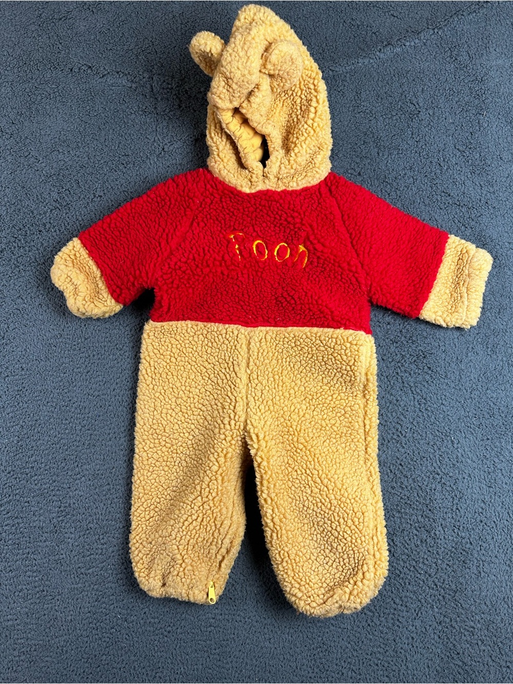 Disney Store Winnie the Pooh Sherpa Fleece Hooded Jumpsuit Red Yellow Kids